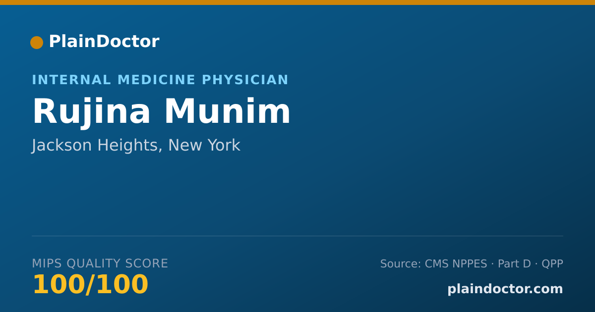 Shareable card for Rujina Munim - Internal Medicine Physician, Jackson Heights, NY