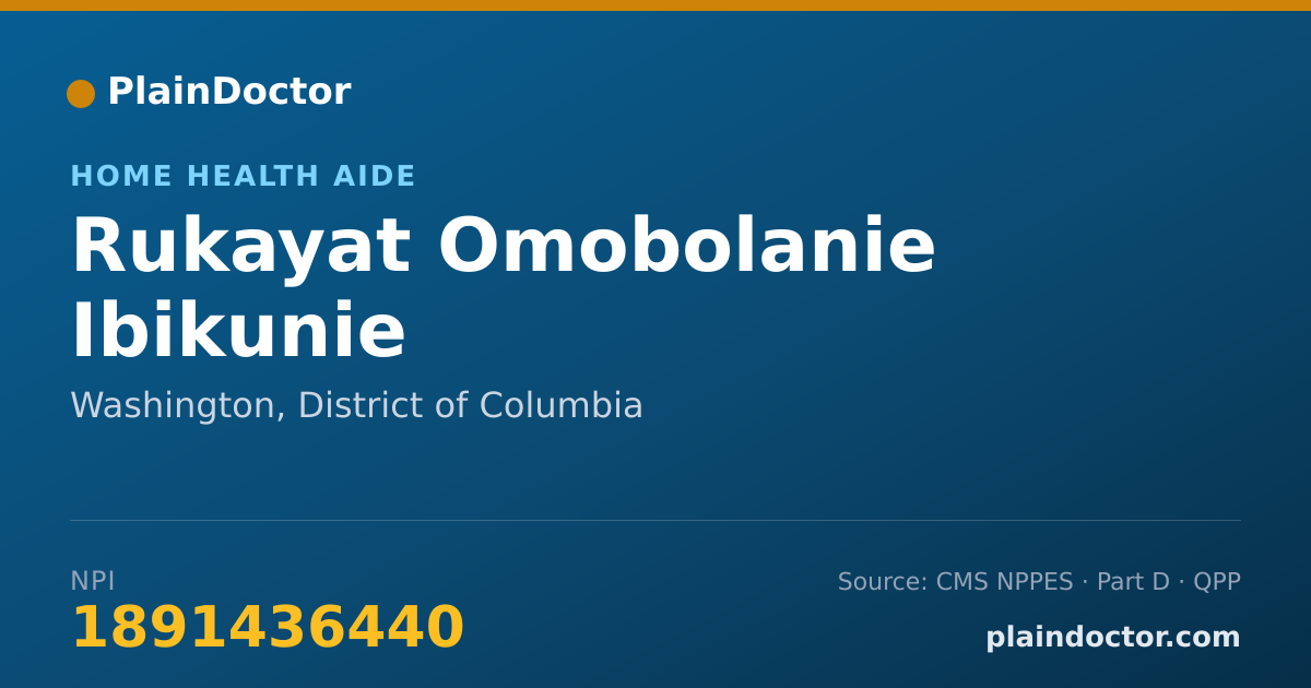 Shareable card for Rukayat Omobolanie Ibikunie - Home Health Aide, Washington, DC