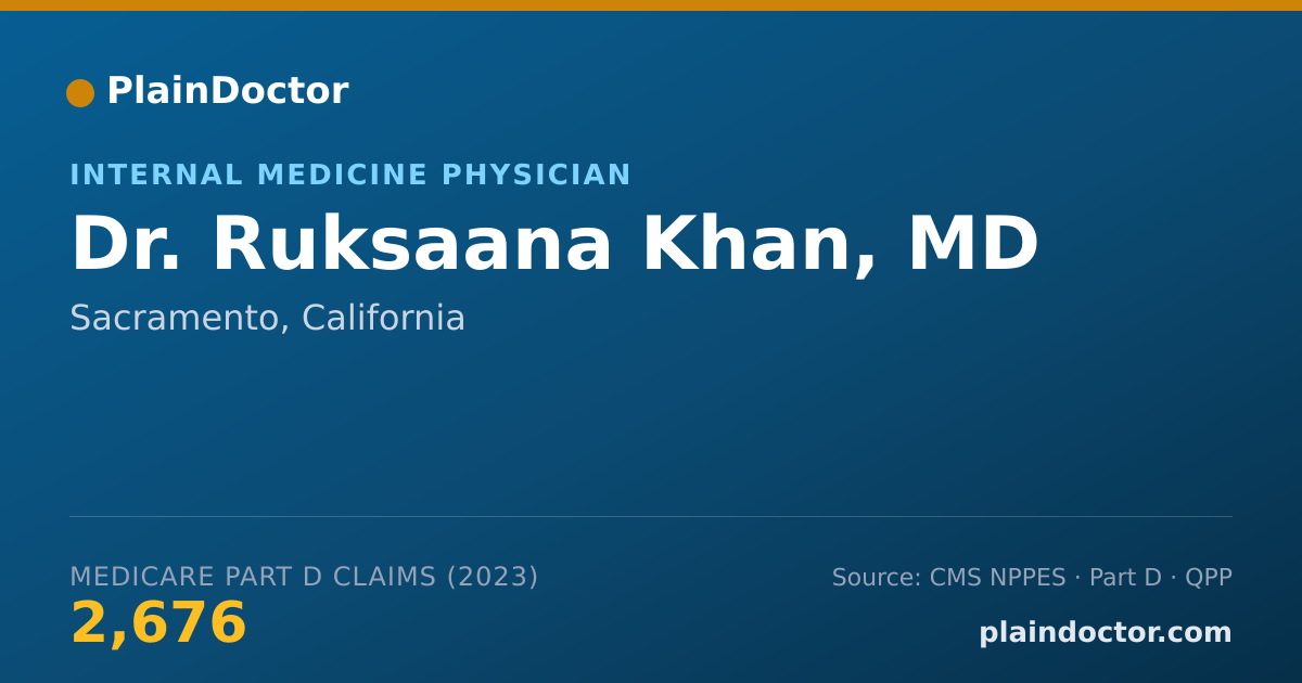 Shareable card for Ruksaana Khan, MD - Internal Medicine Physician, Sacramento, CA