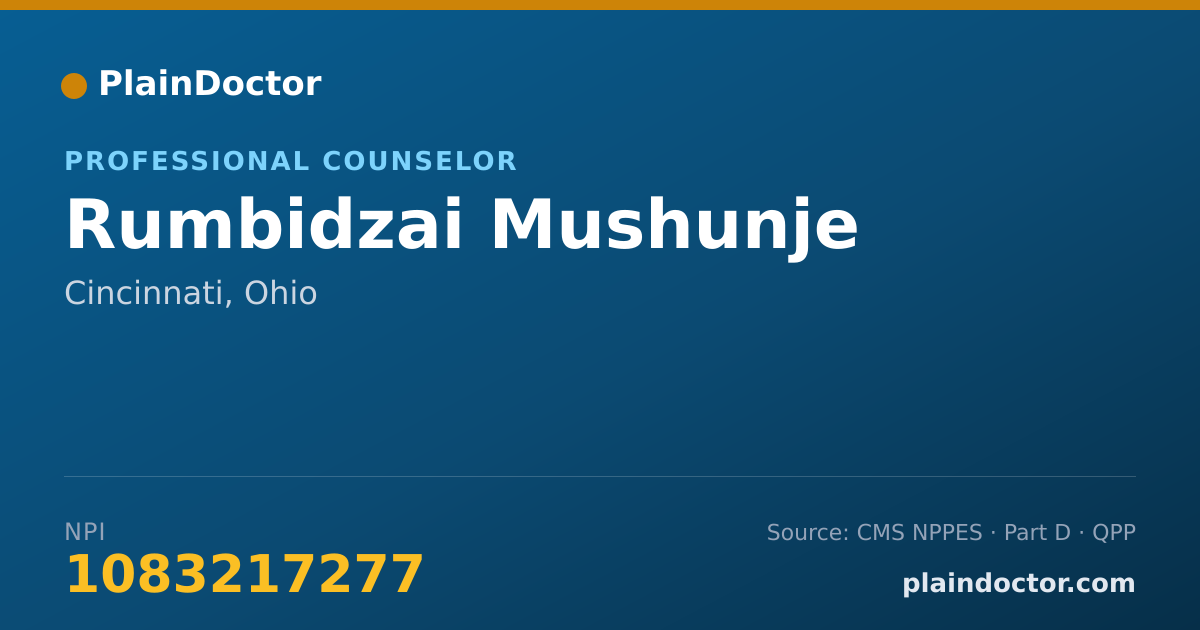 Shareable card for Rumbidzai Mushunje - Professional Counselor, Cincinnati, OH