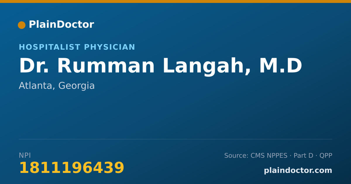 Shareable card for Rumman Langah, M.D - Hospitalist Physician, Atlanta, GA