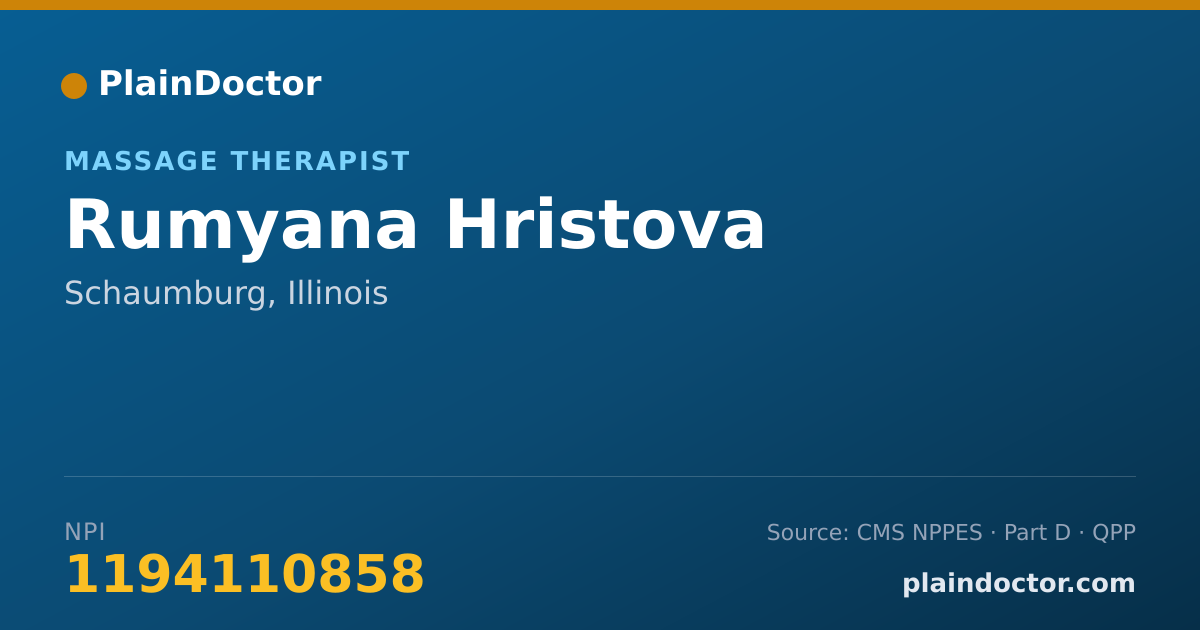 Shareable card for Rumyana Hristova - Massage Therapist, Schaumburg, IL
