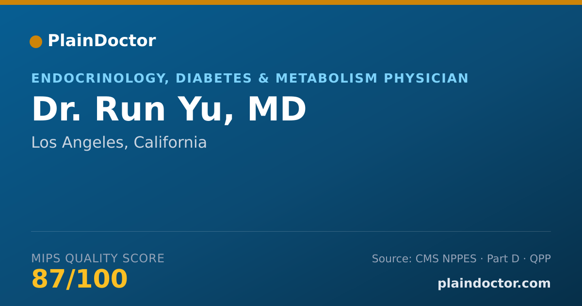 Shareable card for Run Yu, MD - Specialist, Los Angeles, CA
