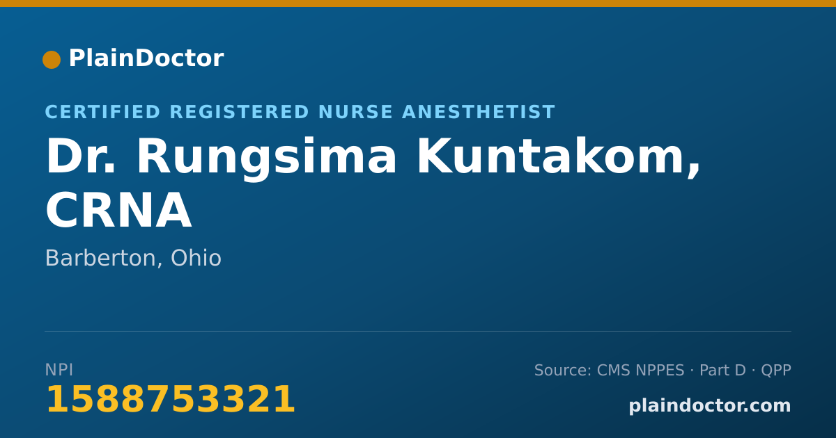 Shareable card for Rungsima Kuntakom, CRNA - Certified Registered Nurse Anesthetist, Barberton, OH