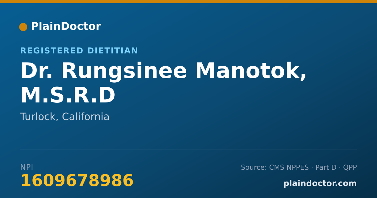 Shareable card for Rungsinee Manotok, M.S.R.D - Registered Dietitian, Turlock, CA