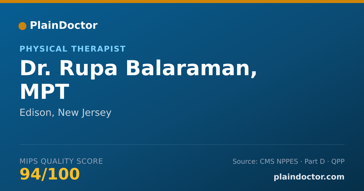 Shareable card for Rupa Balaraman, MPT - Physical Therapist, Edison, NJ