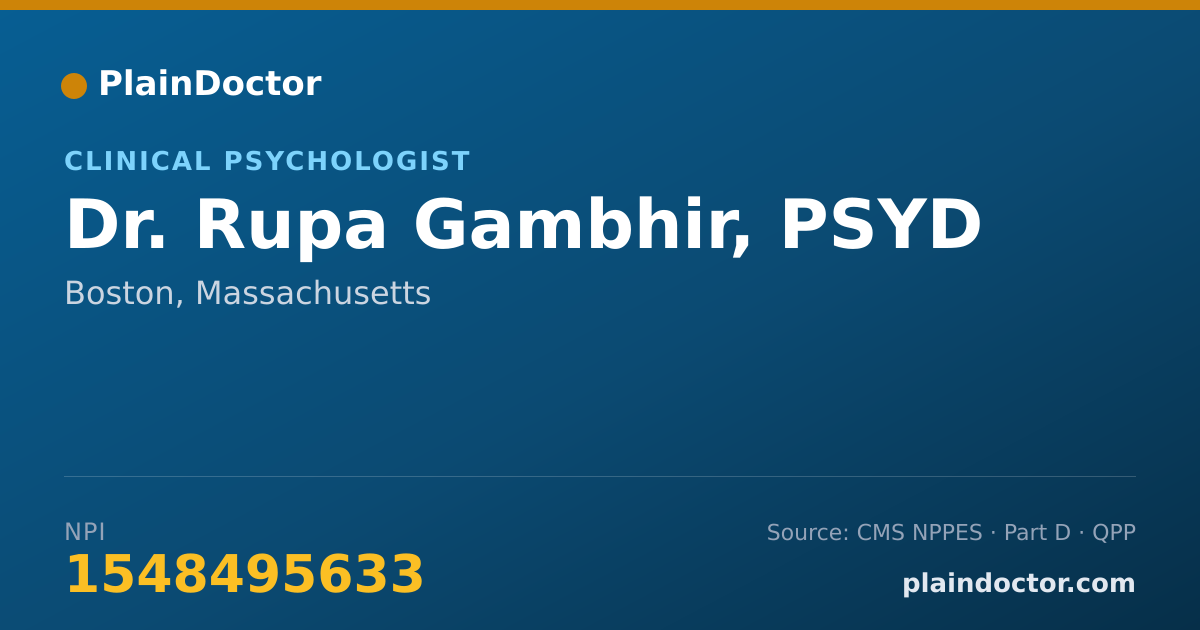Shareable card for Rupa Gambhir, PSYD - Clinical Psychologist, Boston, MA