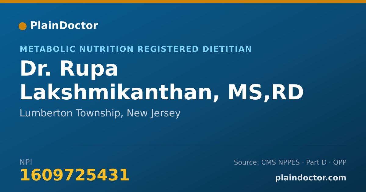 Shareable card for Rupa Lakshmikanthan, MS,RD - Metabolic Nutrition Registered Dietitian, Lumberton Township, NJ