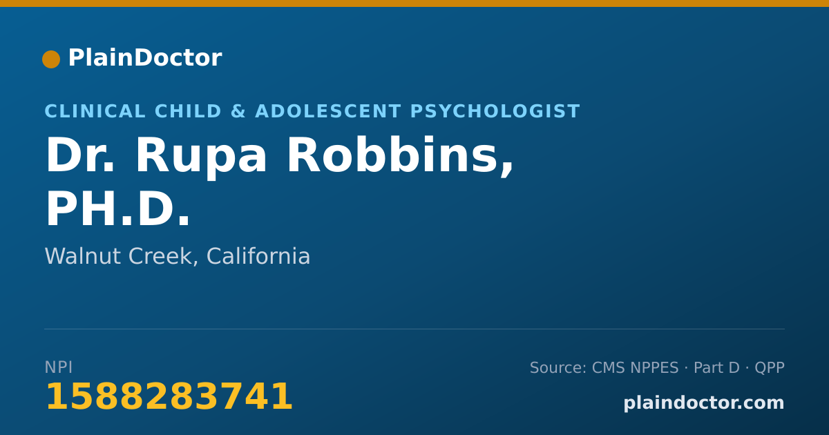 Shareable card for Rupa Robbins, PH.D. - Clinical Child & Adolescent Psychologist, Walnut Creek, CA