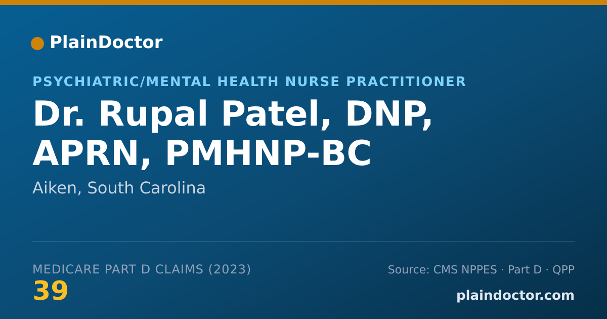 Shareable card for Rupal Patel, DNP, APRN, PMHNP-BC - Psychiatric/Mental Health Nurse Practitioner, Aiken, SC