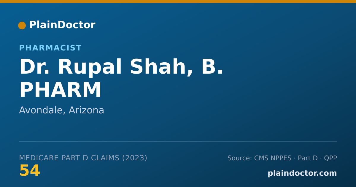 Shareable card for Rupal Shah, B. PHARM - Pharmacist, Avondale, AZ