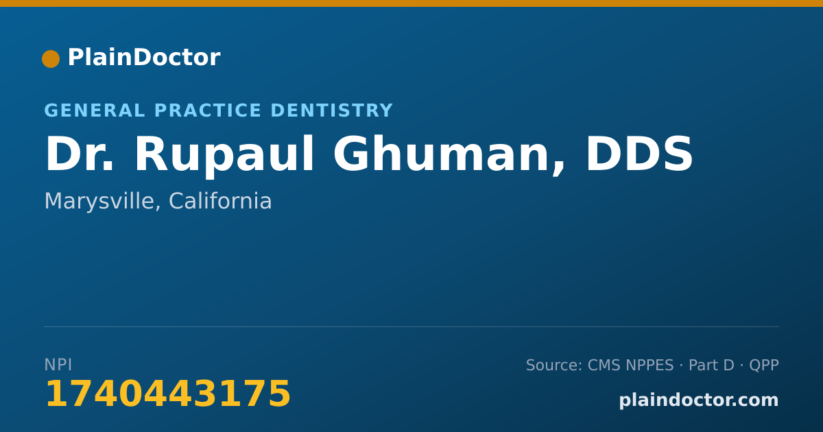 Shareable card for Rupaul Ghuman, DDS - General Practice Dentistry, Marysville, CA
