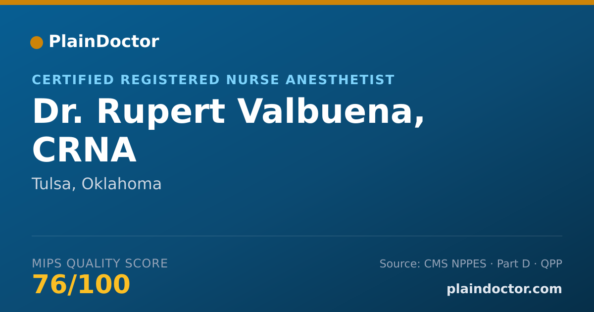 Shareable card for Rupert Valbuena, CRNA - Certified Registered Nurse Anesthetist, Tulsa, OK
