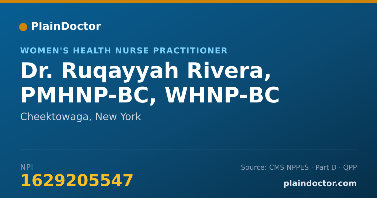 Shareable card for Ruqayyah Rivera, PMHNP-BC, WHNP-BC - Women's Health Nurse Practitioner, Cheektowaga, NY