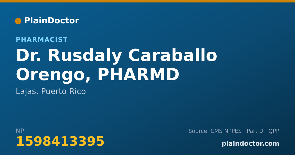 Shareable card for Rusdaly Caraballo Orengo, PHARMD - Pharmacist, Lajas, PR