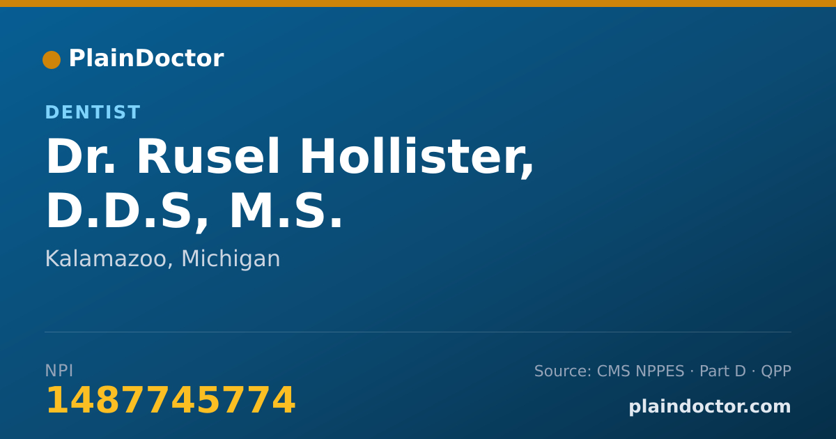Shareable card for Rusel Hollister, D.D.S, M.S. - Dentist, Kalamazoo, MI