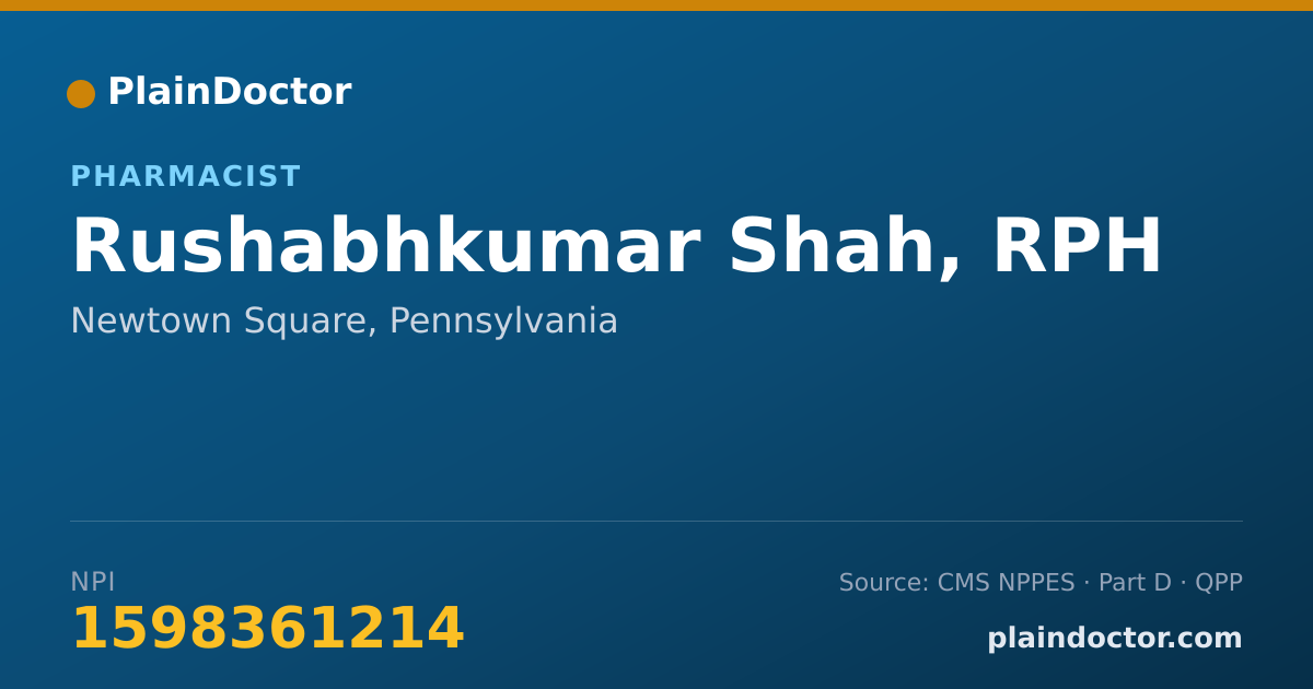 Shareable card for Rushabhkumar Shah, RPH - Pharmacist, Newtown Square, PA