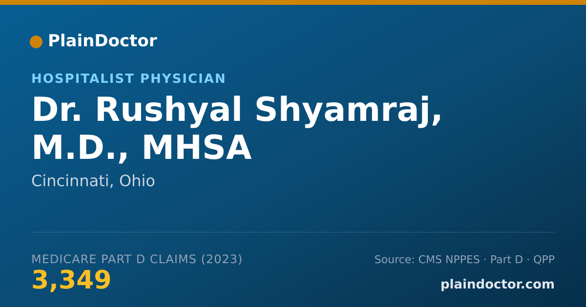 Shareable card for Rushyal Shyamraj, M.D., MHSA - Hospitalist Physician, Cincinnati, OH
