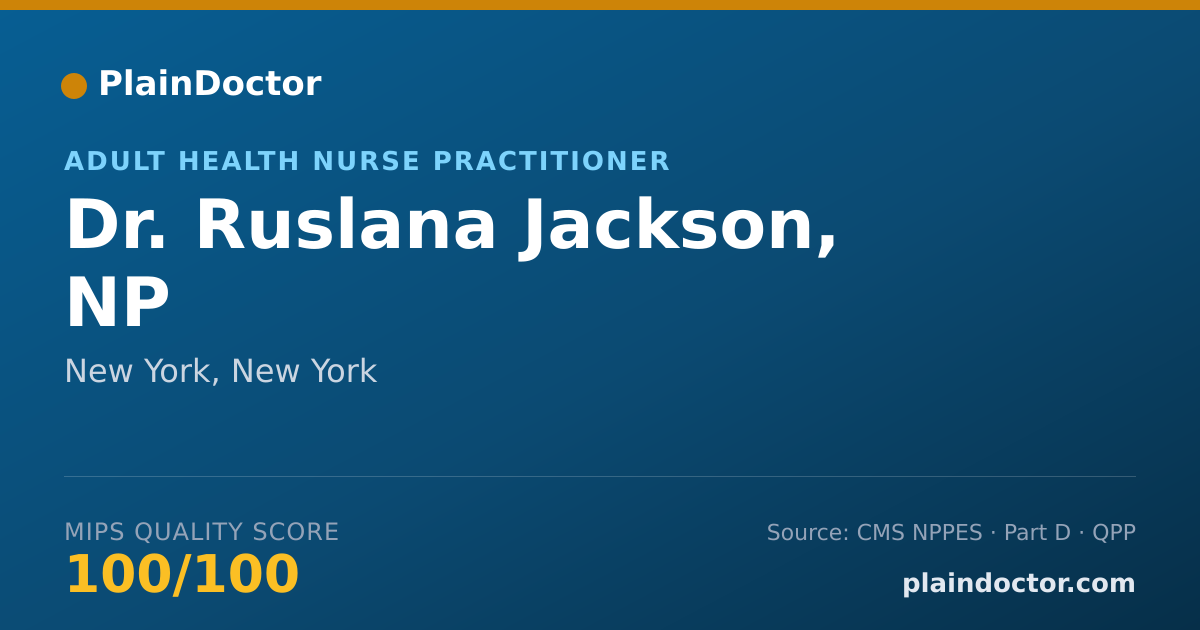 Shareable card for Ruslana Jackson, NP - Adult Health Nurse Practitioner, New York, NY