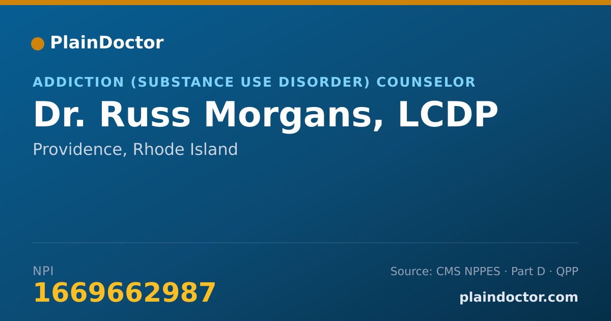 Shareable card for Russ Morgans, LCDP - Addiction (Substance Use Disorder) Counselor, Providence, RI