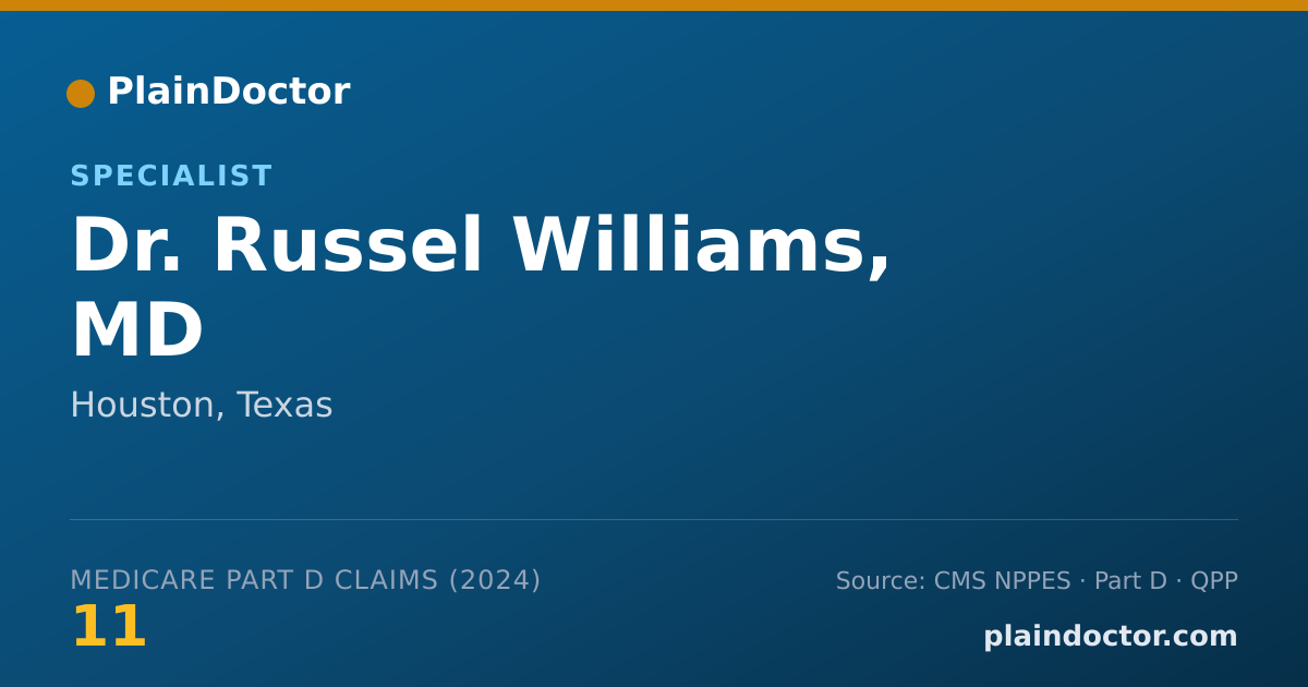 Shareable card for Russel Williams, MD - Specialist, Houston, TX