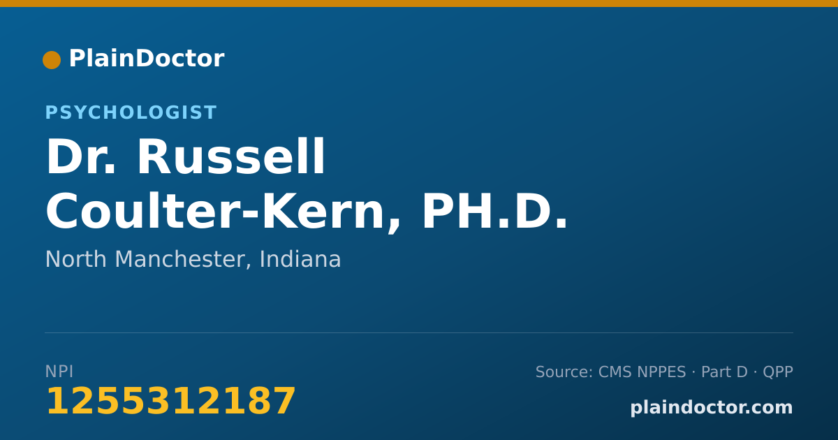 Shareable card for Russell Coulter-Kern, PH.D. - Psychologist, North Manchester, IN