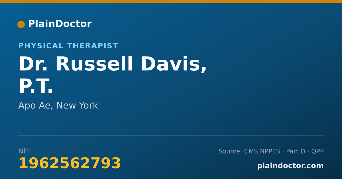 Shareable card for Russell Davis, P.T. - Physical Therapist, Apo Ae, NY