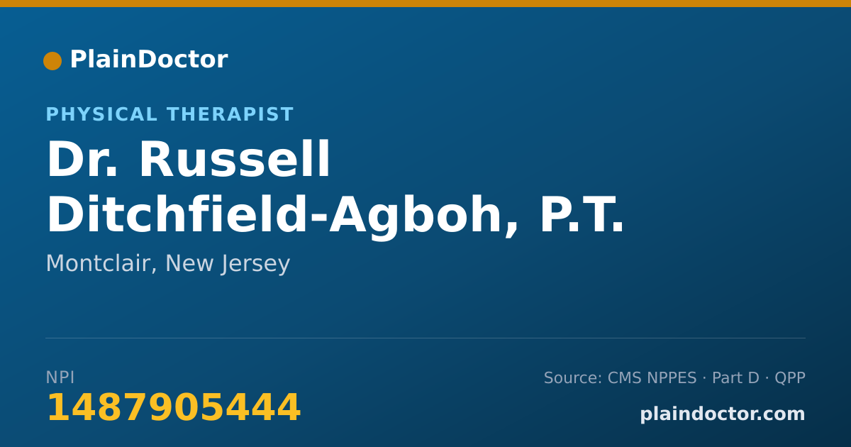 Shareable card for Russell Ditchfield-Agboh, P.T. - Physical Therapist, Montclair, NJ