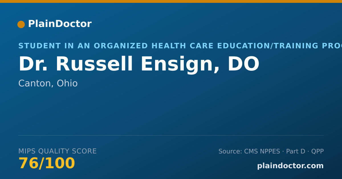 Shareable card for Russell Ensign, DO - Student in an Organized Health Care Education/Training Program, Canton, OH