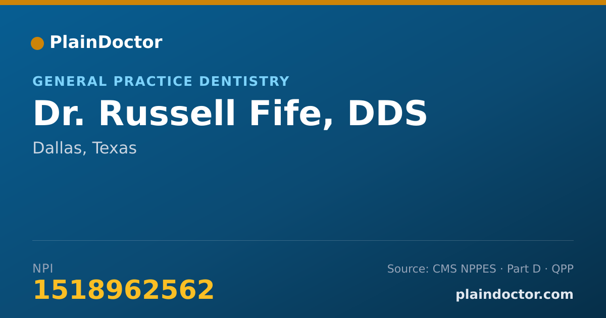 Shareable card for Russell Fife, DDS - General Practice Dentistry, Dallas, TX