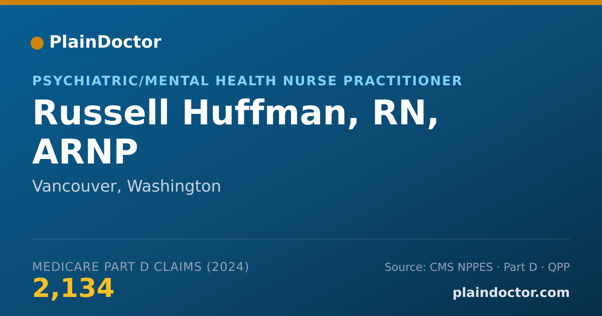 Shareable card for Russell Huffman, RN, ARNP - Psychiatric/Mental Health Nurse Practitioner, Vancouver, WA