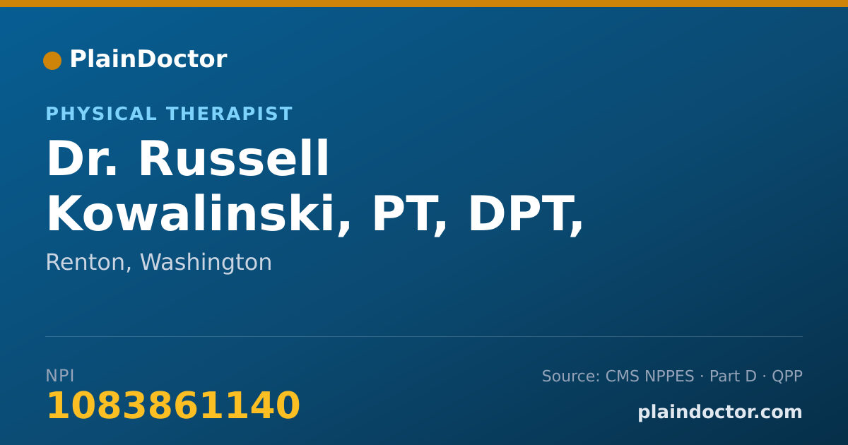 Shareable card for Russell Kowalinski, PT, DPT, SCS - Physical Therapist, Renton, WA
