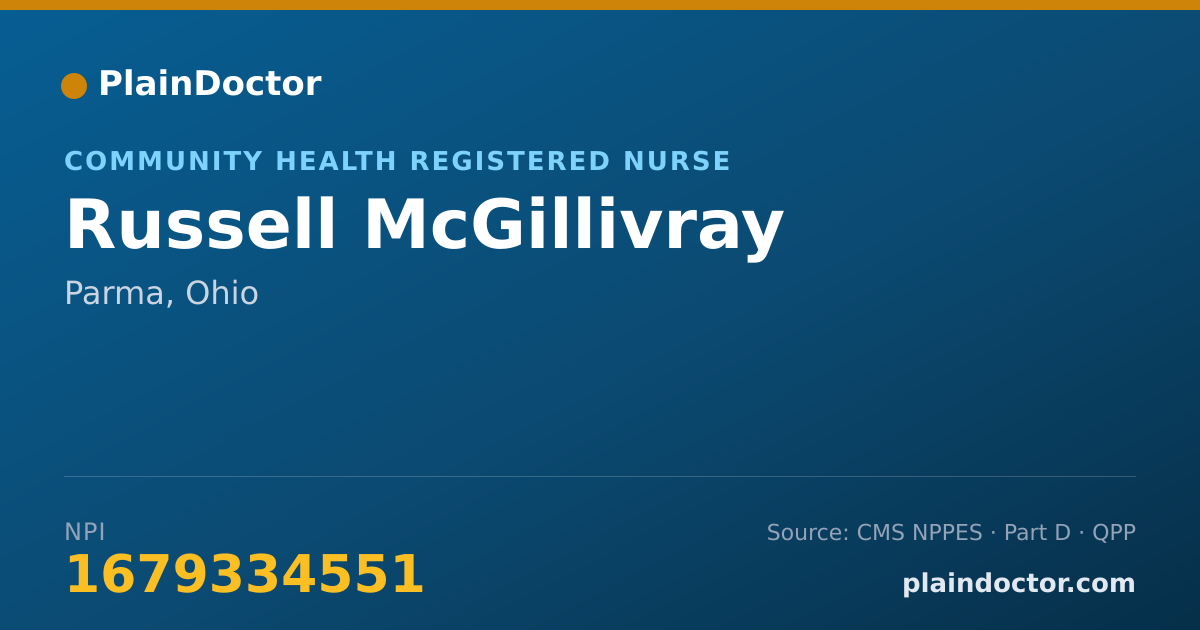 Shareable card for Russell McGillivray - Community Health Registered Nurse, Parma, OH