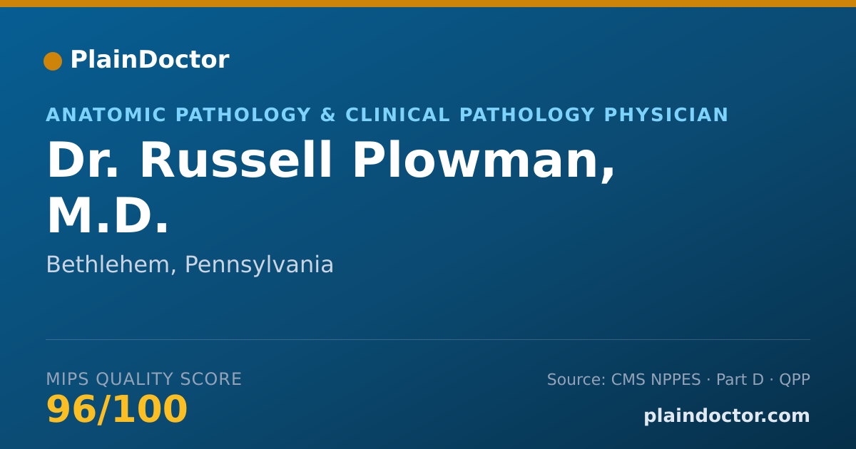 Shareable card for Russell Plowman, M.D. - Anatomic Pathology & Clinical Pathology Physician, Bethlehem, PA