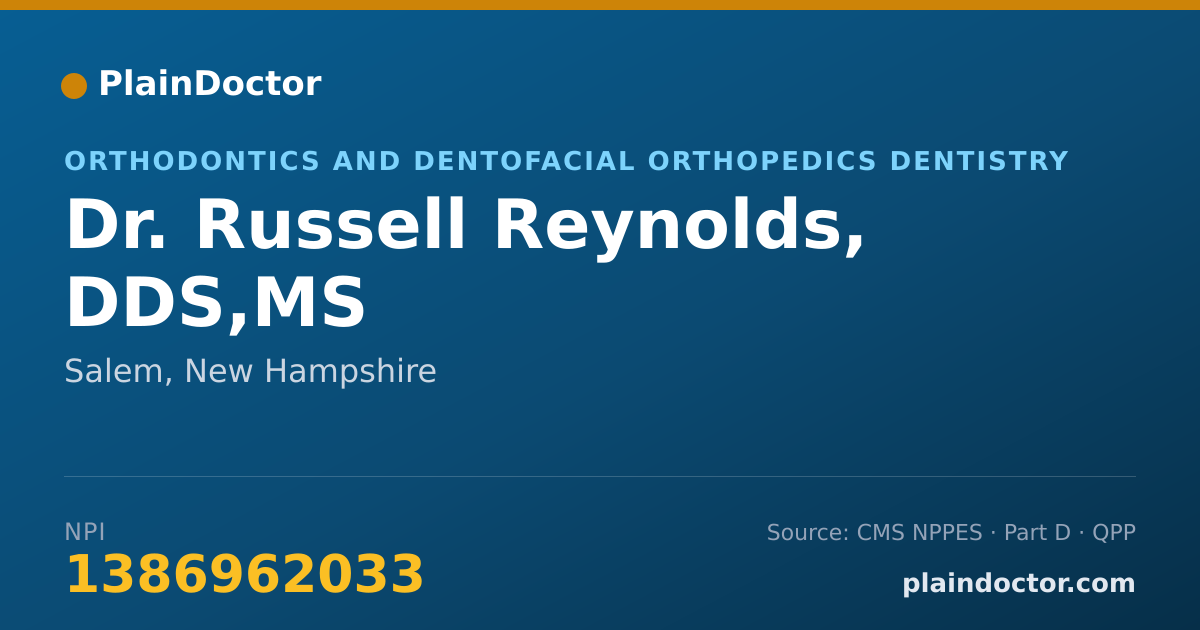 Shareable card for Russell Reynolds, DDS,MS - Orthodontics and Dentofacial Orthopedics Dentistry, Salem, NH