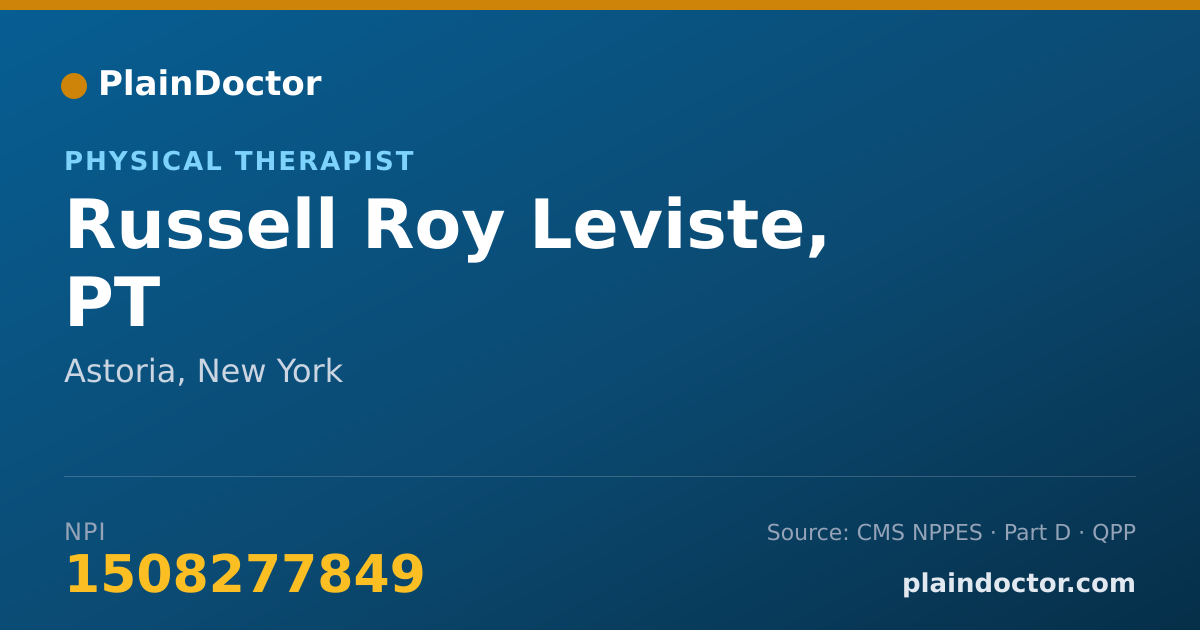 Shareable card for Russell Roy Leviste, PT - Physical Therapist, Astoria, NY