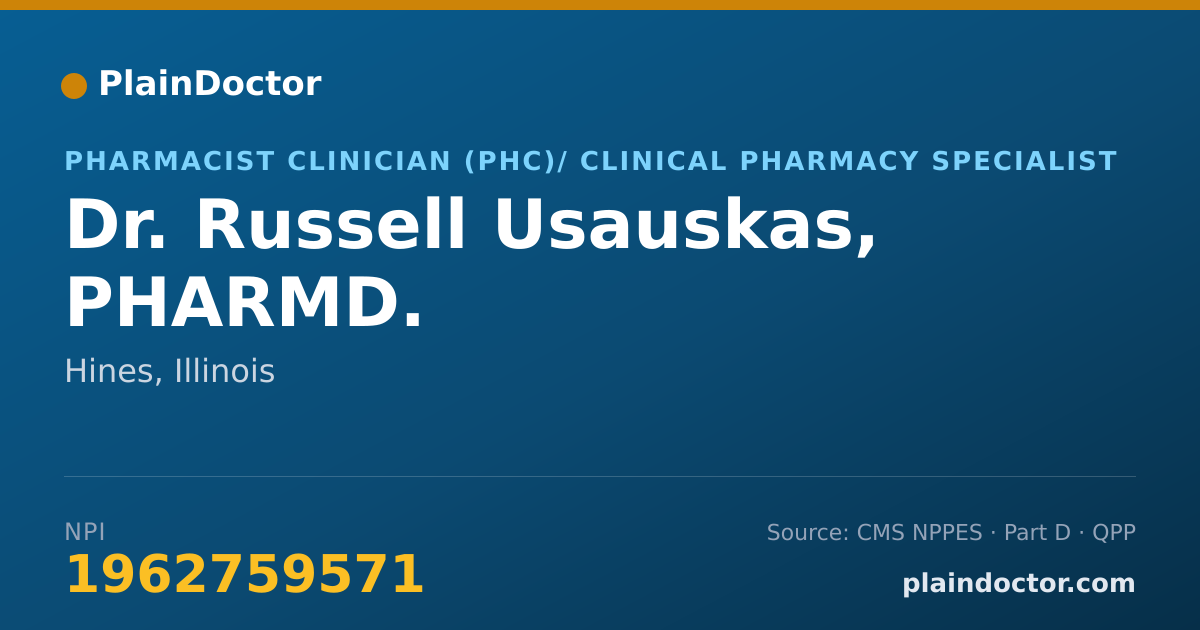 Shareable card for Russell Usauskas, PHARMD. - Pharmacist Clinician (PhC)/ Clinical Pharmacy Specialist, Hines, IL