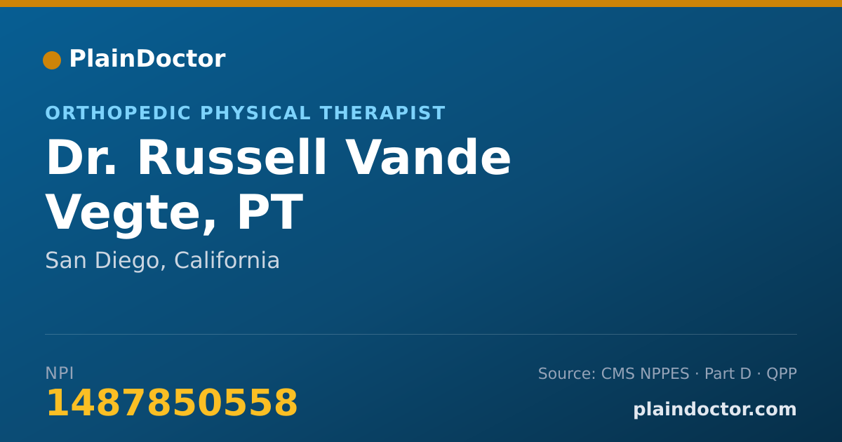 Shareable card for Russell Vande Vegte, PT - Orthopedic Physical Therapist, San Diego, CA