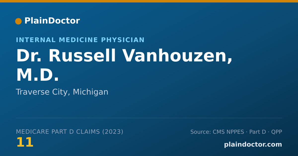 Shareable card for Russell Vanhouzen, M.D. - Internal Medicine Physician, Traverse City, MI