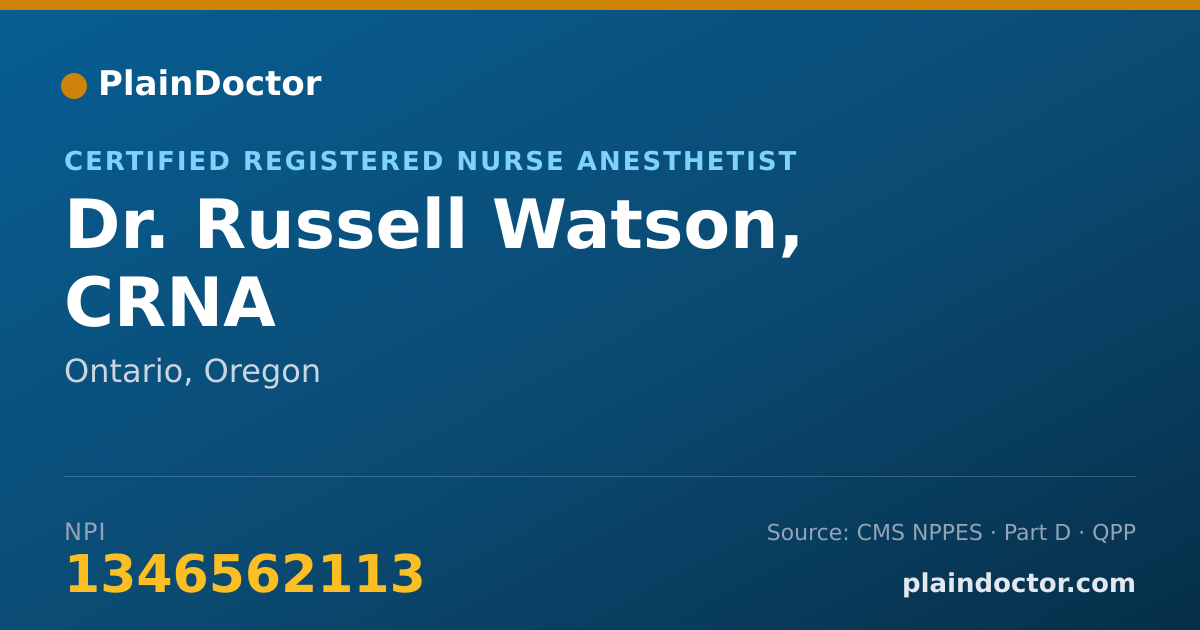 Shareable card for Russell Watson, CRNA - Certified Registered Nurse Anesthetist, Ontario, OR