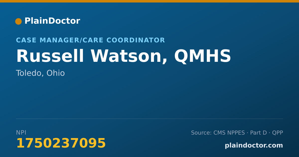 Shareable card for Russell Watson, QMHS - Case Manager/Care Coordinator, Toledo, OH