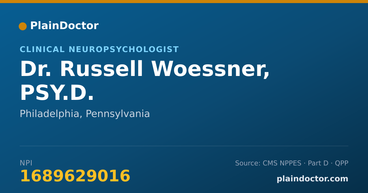 Shareable card for Russell Woessner, PSY.D. - Clinical Neuropsychologist, Philadelphia, PA