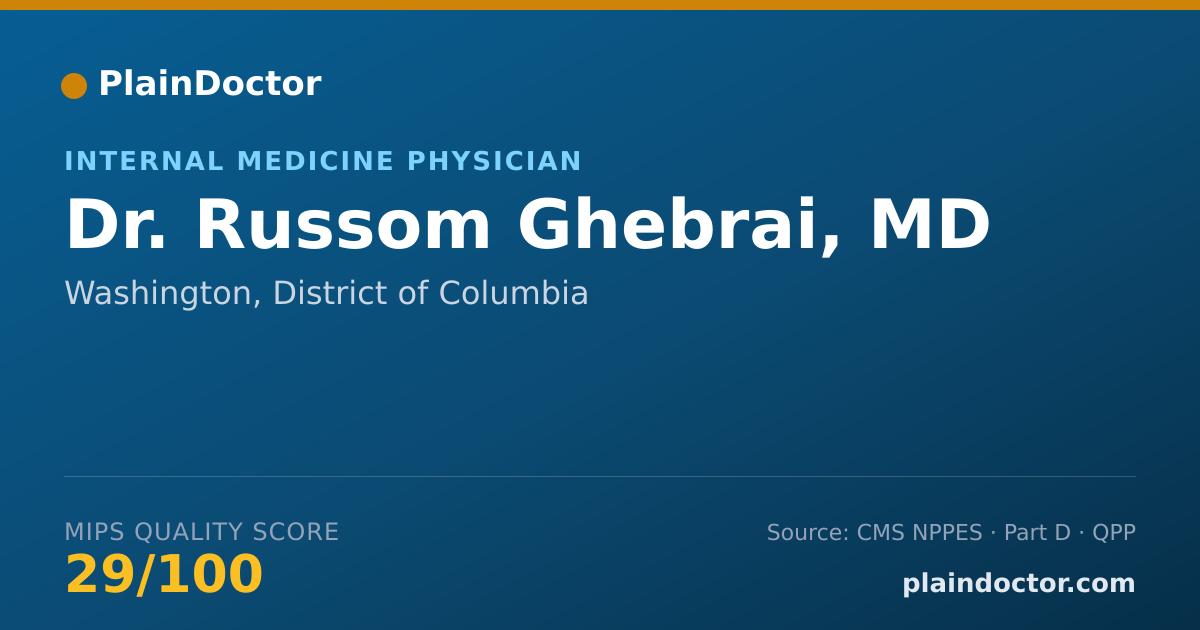 Shareable card for Russom Ghebrai, MD - Internal Medicine Physician, Washington, DC