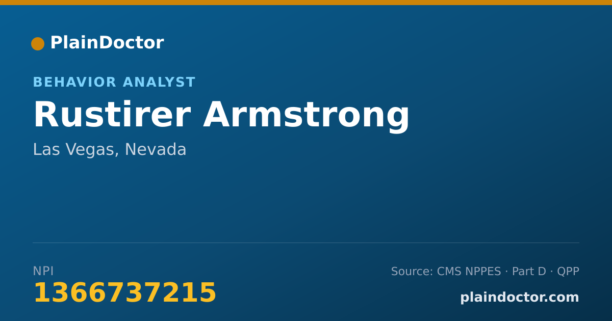 Shareable card for Rustirer Armstrong - Behavior Analyst, Las Vegas, NV