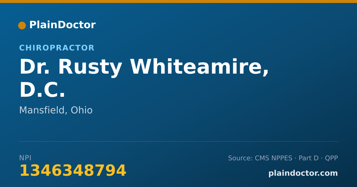 Shareable card for Rusty Whiteamire, D.C. - Chiropractor, Mansfield, OH