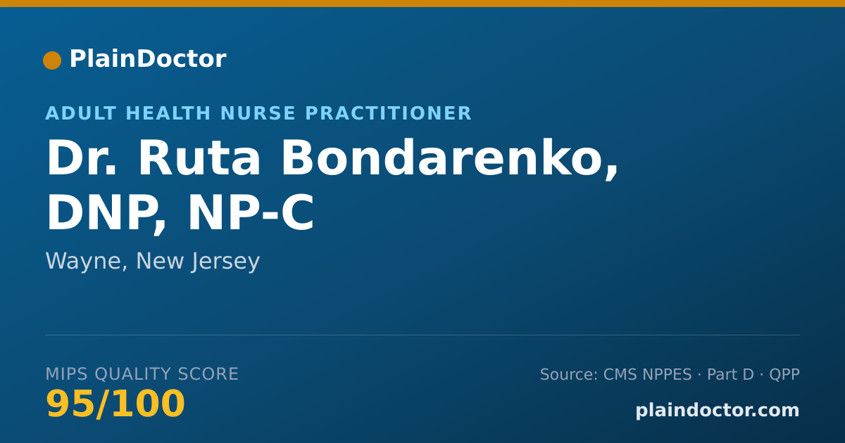 Shareable card for Ruta Bondarenko, DNP, NP-C - Adult Health Nurse Practitioner, Wayne, NJ