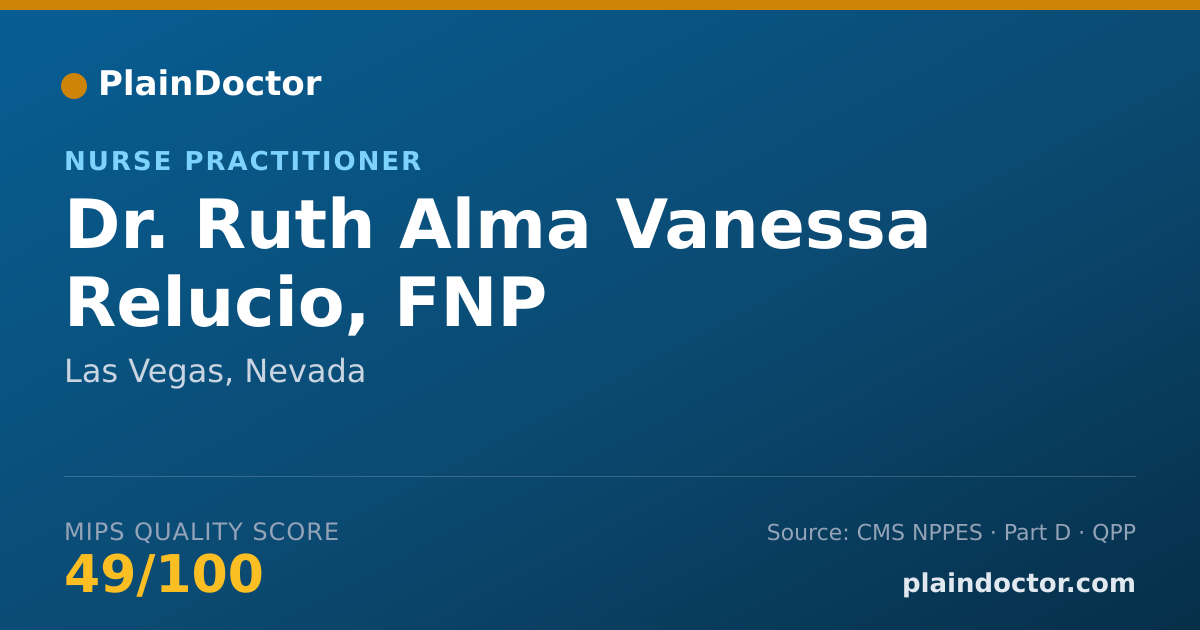 Shareable card for Ruth Alma Vanessa Relucio, FNP - Nurse Practitioner, Las Vegas, NV