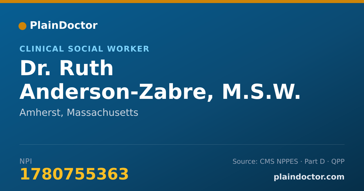Shareable card for Ruth Anderson-Zabre, M.S.W. - Clinical Social Worker, Amherst, MA