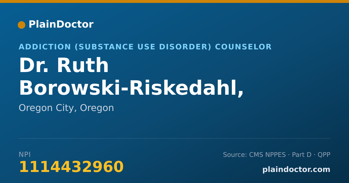 Shareable card for Ruth Borowski-Riskedahl, B.S. CADC I, CGAC I - Addiction (Substance Use Disorder) Counselor, Oregon City, OR