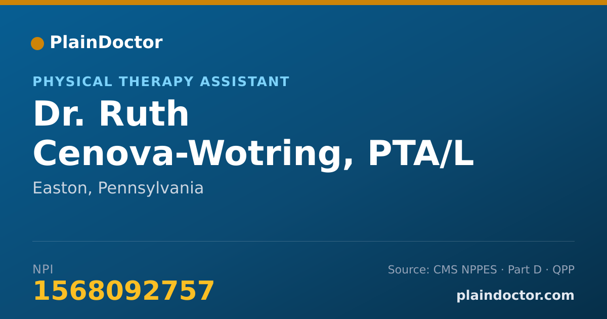 Shareable card for Ruth Cenova-Wotring, PTA/L - Physical Therapy Assistant, Easton, PA